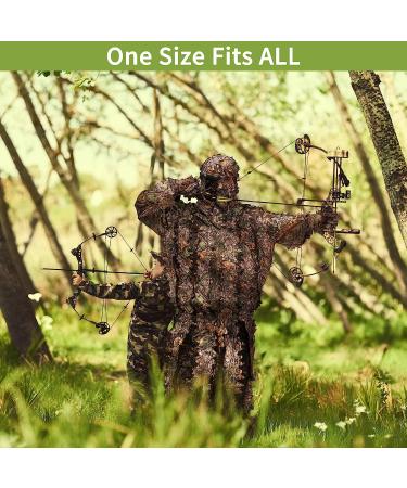 Leafy Ghillie Suit for Kids and Adults | 3D Camo Hunting Gear with Clothes, Gloves, Face Mask, and Bag | Lightweight Jungle and Halloween Camouflage Suit (M&L) - Buy Online on GoSupps.com