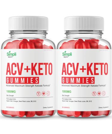 (2 Pack) Simpli ACV Ketos Gummies Simpli Health ACV+Keto Gummies (120 Gummies) 60 Count (Pack of 2)