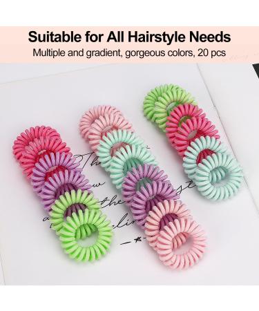 JessLab Spiral Hair Ties 20 Pcs - No Crease Traceless Phone Cord Hair Ties - Colorful Ponytail Holders for Girls & Women - Buy Online on GoSupps.com