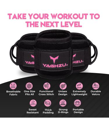 Padded Ankle Strap for Cable Machine - Adjustable Leg Straps for Gym Workouts - Black/Pink Ankle Cuffs for Glute Exercises - Buy Online on GoSupps.com