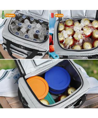 MIER Leakproof Insulated 30 Can Cooler Lunch Bag with Top Flip Lid - Grey - 18L - Buy Online on GoSupps.com