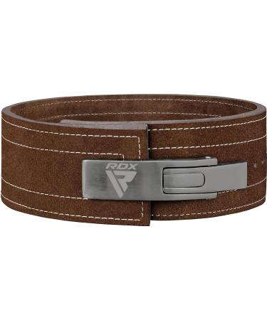 RDX 4 Weight Lever Buckle Leather Belt - 10mm Approved IPL UPA | Powerlifting & Strength Training Gym Belt for Men | Adjustable 10 Holes - Brown & White - Buy Online on GoSupps.com