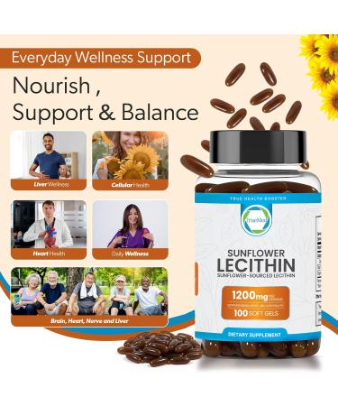 TRUEMED Organic Sunflower Lecithin 1200mg Soy-Free Lecithin Supplement for Brain Heart Nerve & Liver Support Cognitive Health Non-GMO 100 Softgels (Made in USA) - Buy Online on GoSupps.com