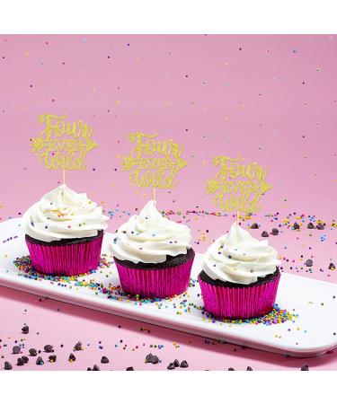 Ercadio 24 Pack Four Ever Wild Cupcake Toppers Gold Glitter Four Ever Wild Cupcake Picks Four Ever Wild Cupcake Decorations for Baby Shower Kids 4th Birthday Theme Party Cake Decoration Supplies Four Ever Wild Gold - Buy Online on GoSupps.com
