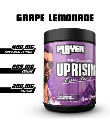 Revolution Nutrition Uprising Player Lion's Mane L-Theanine Caffeine 320g 40 Servings Grape Lemonade Grape Lemonade 320g - Buy Online on GoSupps.com