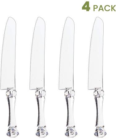 Plasticpro Disposable Clear Cake Knife - Pack of 4 | Heavyweight Plastic Bread Cutter - Buy Online on GoSupps.com