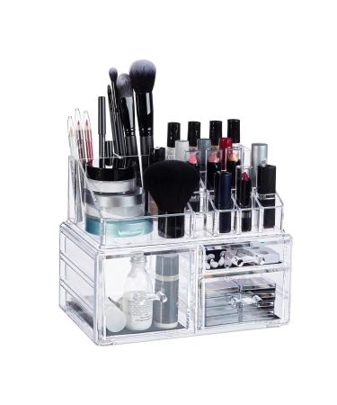 Relaxdays Make-Up Organizer 3 Drawers Makeup Storage for Nail Polish Lipstick Acrylic Organizer Transparent