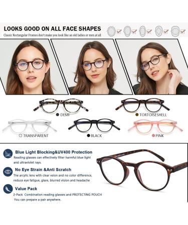 EYEURL 4-Pack Small Round Reading Glasses - Blue Light Blocking TR90 Eyeglasses for Men & Women - Neck Hanging 1.5x Readers - Buy Online on GoSupps.com