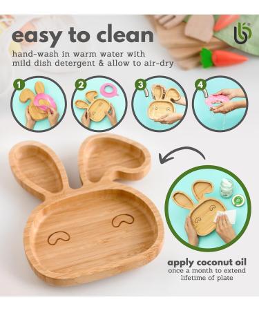 Bamboo Bunny Baby and Toddler Suction Plate | Secure Suction for Feeding and Weaning | Ideal for Babies from 6 Months (Bunny Green) - Buy Online on GoSupps.com