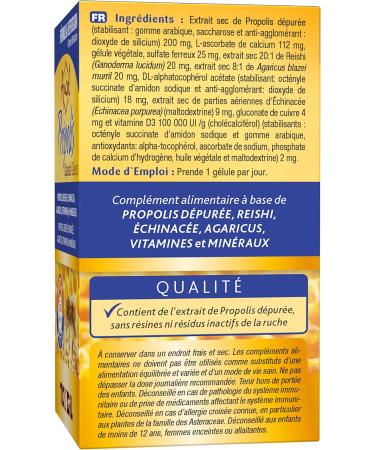 Propolis Capsules 12% Flavonoids | Reinforced Formula With Reishi Echinacea Agaricus | Enriched with Copper Iron Vitamin C and D | 40 Api-Nature Capsules - Buy Online on GoSupps.com