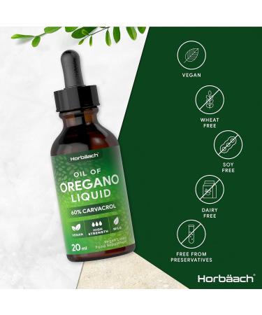 High Strength Oregano Oil Drops | 60% Carvacrol | 20ml Vegan Friendly Liquid Supplement by Horbaach - Buy Online on GoSupps.com