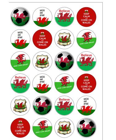 24 Precut Round Wales Welsh Football Rugby Sport Edible Wafer paper Cake Cupcake Toppers - Buy Online on GoSupps.com
