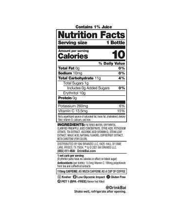 Bai Boost Cartago Pineapple Passionfruit Antioxidant Infused Beverage 18 Fl Oz Bottle (Pack of 12) - Buy Online on GoSupps.com