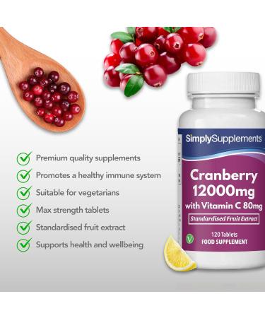Canneberge 12000mg et Vitamine C 80mg | 120 Comprim s | Adapt aux V g taliens | 2 mois de Bienfaits| SimplySupplements - Buy Online on GoSupps.com
