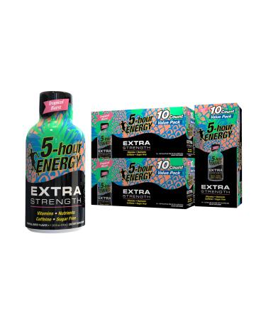 5-Hour ENERGY Shots Extra Strength | Tropical Blast Flavor | 1.93 oz. 30 Count | Sugar Free 4 Calories | Amino Acids and Essential B Vitamins | Dietary Supplement | Feel Alert and Energized