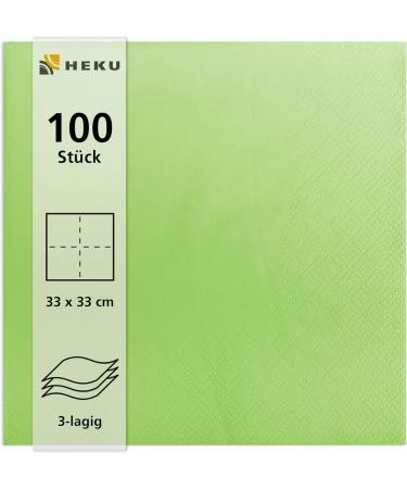 HEKU 100 Light Green Napkins - 3-Layer 33x33cm Highly Absorbent Stylish & Practical 5-Pack for Events & Gastronomy - International Shipping Available - Buy Online on GoSupps.com