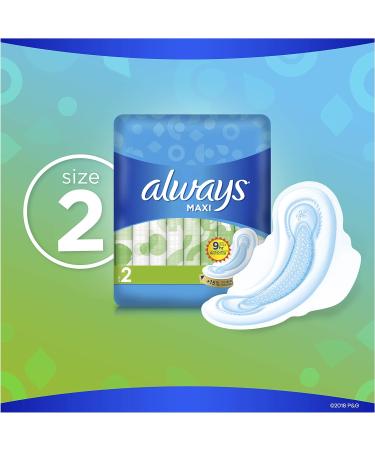 Always Maxi Size 2 Long Super Absorbency Pads with Wings, Unscented - 32 Count - Buy Online on GoSupps.com