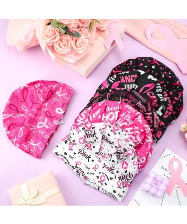 6 Pcs Breast Cancer Awareness Bouffant Caps with Buttons - Adjustable Scrub Hat for Women Men - Cute Style - Buy Online on GoSupps.com