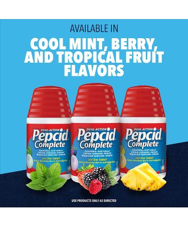 Buy Pepcid Complete Acid Reducer + Antacid Chewables - 10 mg Famotidine 800 mg Calcium Carbonate Tropical Fruit - 50 Ct - Heartburn Relief Fast Shipping Worldwide - Buy Online on GoSupps.com