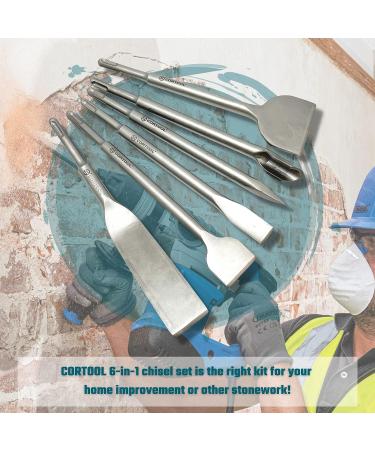 CORTOOL 6PCS SDS Plus Chisel Set for Tile & Stone Work - Hammer Drill Tool Set for Masonry & Concrete - Buy Online on GoSupps.com