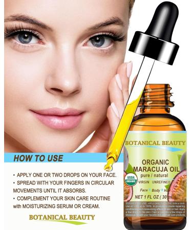 Botanical Beauty Organic MARACUJA OIL 100% Pure Natural Cold Pressed Undiluted for Face Skin Hair Body Lip Nails 2 Fl.oz.- 60 ml Rich in vitamin C - Buy Online on GoSupps.com