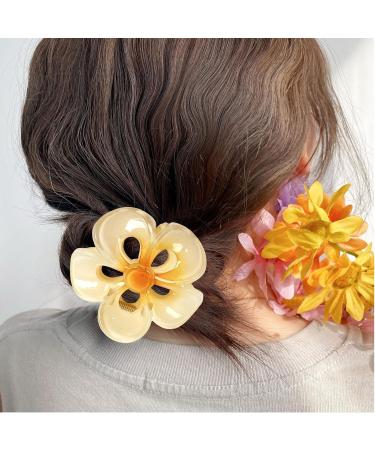 Nubamzy Flower Clips for Hair - Acrylic Strong Hold Hair Clip - Hair Styling Accessories Non-Slip Hair Clips Womens Hair Barrettes for Woman and Girls Yellow - Buy Online on GoSupps.com