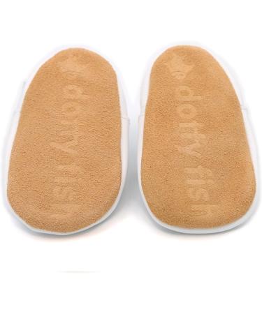 Dotty Fish Soft Leather Baby Shoes | Toddler Sandals, Non-slip Suede Soles | White, 0-6 Months to 3-4 Years - Buy Online on GoSupps.com
