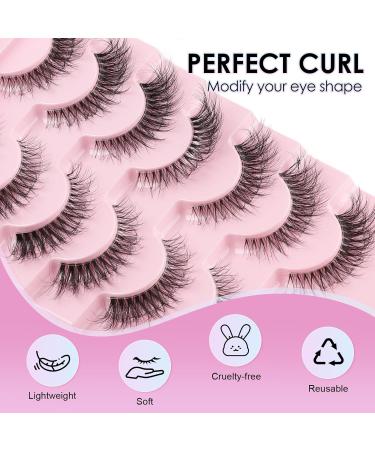 Poiuyoiu Clear Band Fluffy Lashes Kit with False Eyelashes Glue Bond and Remover Wispy Cat Eye Lashes 7 Pairs Fake Eyelashes Natural Look 3D Strip Lash Extensions Reusable Faux Mink Lashes M50-T - Buy Online on GoSupps.com