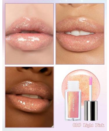  Lestpola Liquid Glitter Lipstick Light Pink 3D Moisturizing Holographic Volume Shiny with Very Delicate Color Veil Durable Waterproof Non Sticky Glitter Makeup for Women-03 - Buy Online on GoSupps.com