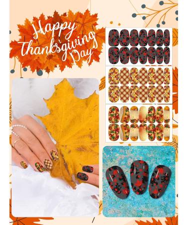 EBANKU 21 Sheets Maple Leaf Nail Sticker Thanksgiving Adhesive Full Wrap Gel Nail Art Decal Waterproof Gel Nail Polish Stickers with 1 Nail Files (Autumn Series) - Buy Online on GoSupps.com