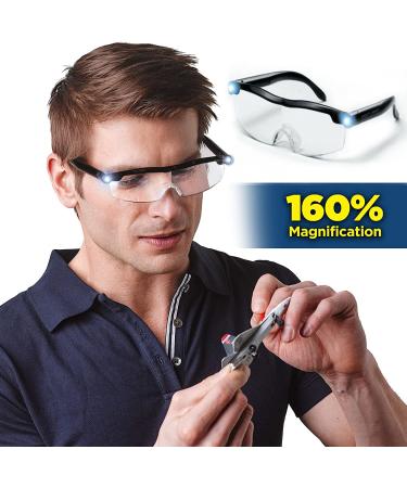 Magnifying Glasses with LED Light Big Zoom Vision Reading Glasses Eyewear Rechargeable 160% Magnification Eyeglasses Hands Free for Reading Hobbies and Close Work Black - Buy Online on GoSupps.com