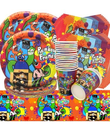 Doyomtoy Rainbow Friends Birthday Decoration Party Tableware Set - 61-Piece