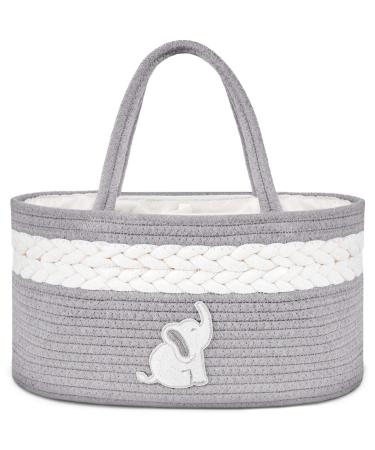 Cradle Star Diaper Caddy Organizer  Baby Basket Portable Diaper Storage Organizer with Compartments  Baby Diaper Caddy Organizer for Changing Table - Made from 100% Cotton Rope - Elephant Gray Grey - Buy Online on GoSupps.com