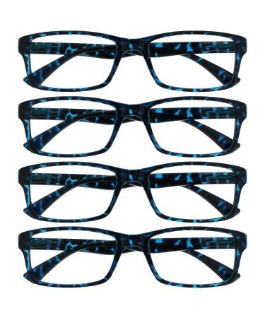 The Reading Glasses Company Blue Tortoiseshell Readers Value 4 Pack Men Women UVR4092BL +2.00