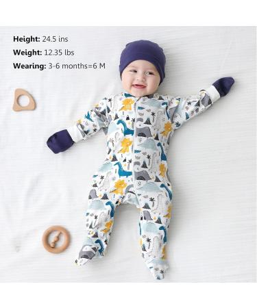 MAMIMAKA Baby Boys Pajamas 6-9 Months | Footed Sleepwear with 3D Dinosaur, Hedgehog, Love Mom & Dad Design - Buy Online on GoSupps.com