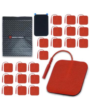 Reusable Electrode Pads for TENS Pro EMS Unit Premium Replacement Square Pads with Plastic Holder Set of 10 Pairs Red
