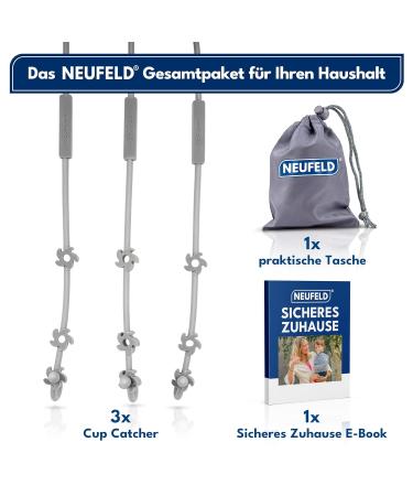 Buy Neufeld 3x Pacifier Chain | Cup Catcher Baby Toy | Free Pocket & eBook | Safe Buggy Accessory in Gray - International Shipping Available - Buy Online on GoSupps.com
