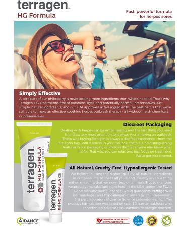 Terragen HG Formula Max Natural Gentle Cream for Herpes - 50g | 1.8oz (Pack of 1) - Buy Online on GoSupps.com