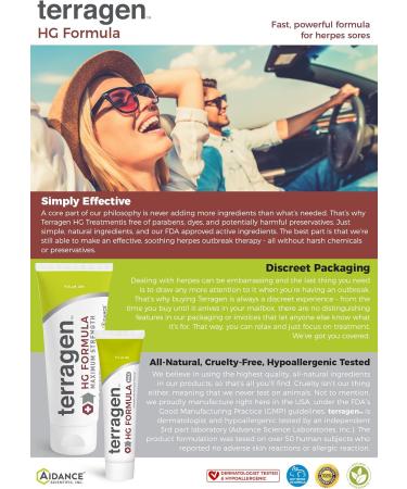 Aidance Terragen HG Formula Max Natural Cream for Herpes - 2 Pack 0.49 Ounce - Buy Online on GoSupps.com