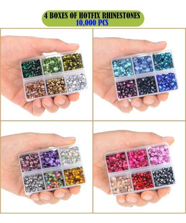LPBeads 10000pcs Hotfix Rhinestones Flatback Glass Crystal - 24 Colors, 5 Sizes - Ideal for Crafts, Clothes, Nail Art - Includes Tweezers and Picking Pen - Buy Online on GoSupps.com