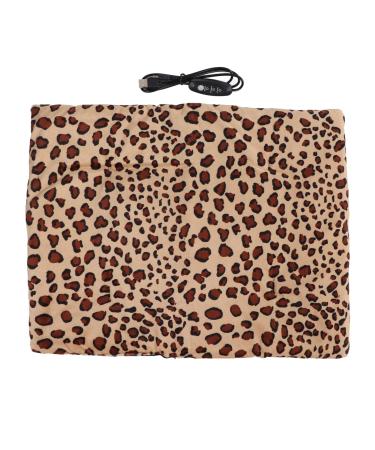 WOOXKEHM USB heating pillow 9 W portable heated travel blanket 3 segments adjustable temperature washable and foldable wet and dry heat therapy for pain relief (37.8 x 47.7 cm) Leopard print