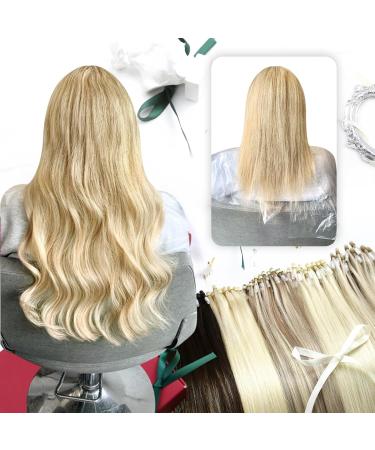 Moresoo Microring Extensions | Real Hair 45 cm | #P14/613 Strawberry & Platinum Blonde | 50g/Pack | Premium Quality Micro Loop Extensions - Buy Online on GoSupps.com