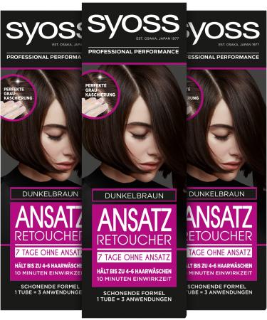 Syoss approach retoucher dark brown level 1 (3 x 60 ml) semi-permanent approach color for 7 days without an approach hair color for quick and easy attachment treatment dark brown 60 ml (3 Pack) - Buy Online on GoSupps.com