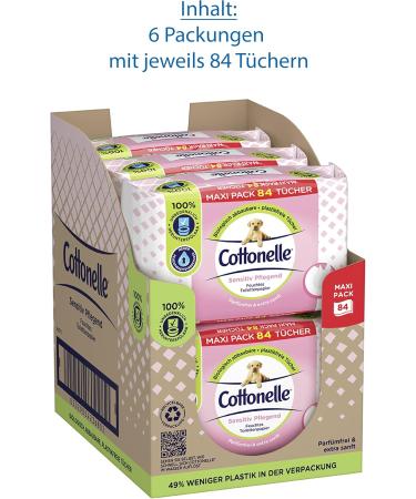 Cottonelle Wet Toilet Paper Sensitive Maxi-Pack - 6 X 84 Soft Flushable Wipes for Gentle Hygiene | Buy Online - Buy Online on GoSupps.com