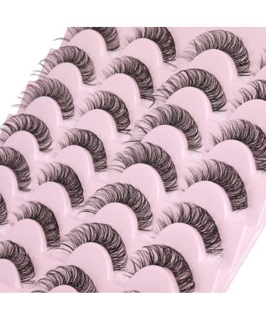 Russian Strip Lashes Clear Band 12mm Cat Eye Lashes Natural Look DD Curl Wispy False Eyelashes Pack 14 Pairs by ALICE Cat Eye Clear Band