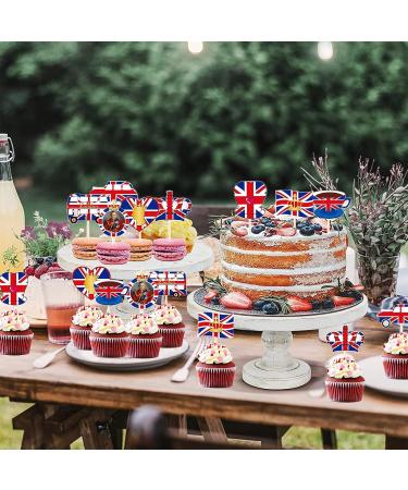 Kings Coronation Cake Decorations Cake Toppers Cocktail Sticks 8P Union Jack Flag Cake Toppers King Charles III Cake Toppers Cupcakes Picks Toppers for Coronation Decorations Union Jack Party Supplies - Buy Online on GoSupps.com