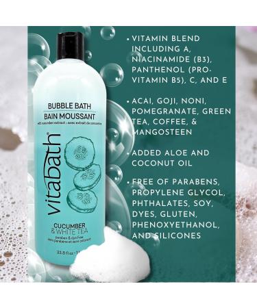 Vitabath Cucumber & White Tea Bubble Bath - Rich Foaming Aromatherapy Soak for All Skin Types | Moisturizing & Nourishing - 33.8 fl oz - Buy Online on GoSupps.com