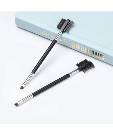 2 PCS Duo Eyebrow Brush Set | Angled Brush & Eyelash Comb | Professional Eye Makeup Tool - Buy Online on GoSupps.com