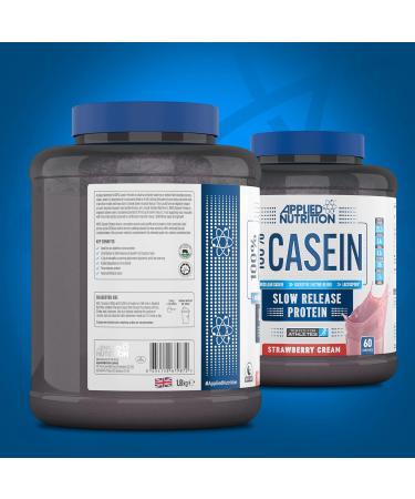 Applied Nutrition Casein Protein Powder 1.8kg - Slow Release Micellar Casein Supplement (Strawberry Cream) - 60 Servings - Buy Online on GoSupps.com