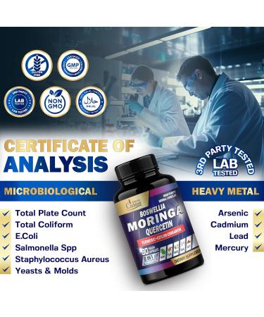 Organic Cadane Moringa Leaf Boswellia Quercetin Supplement - 90 Veggie Capsules - Buy Online on GoSupps.com